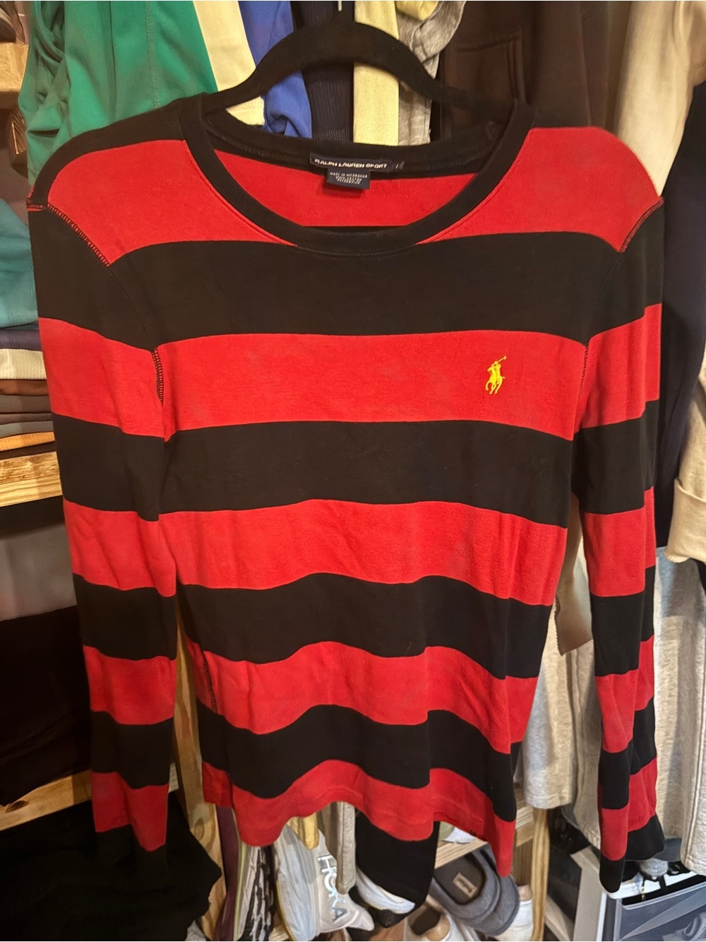 Ralph Lauren ' Red & Black Striped Long-Sleeve Top
